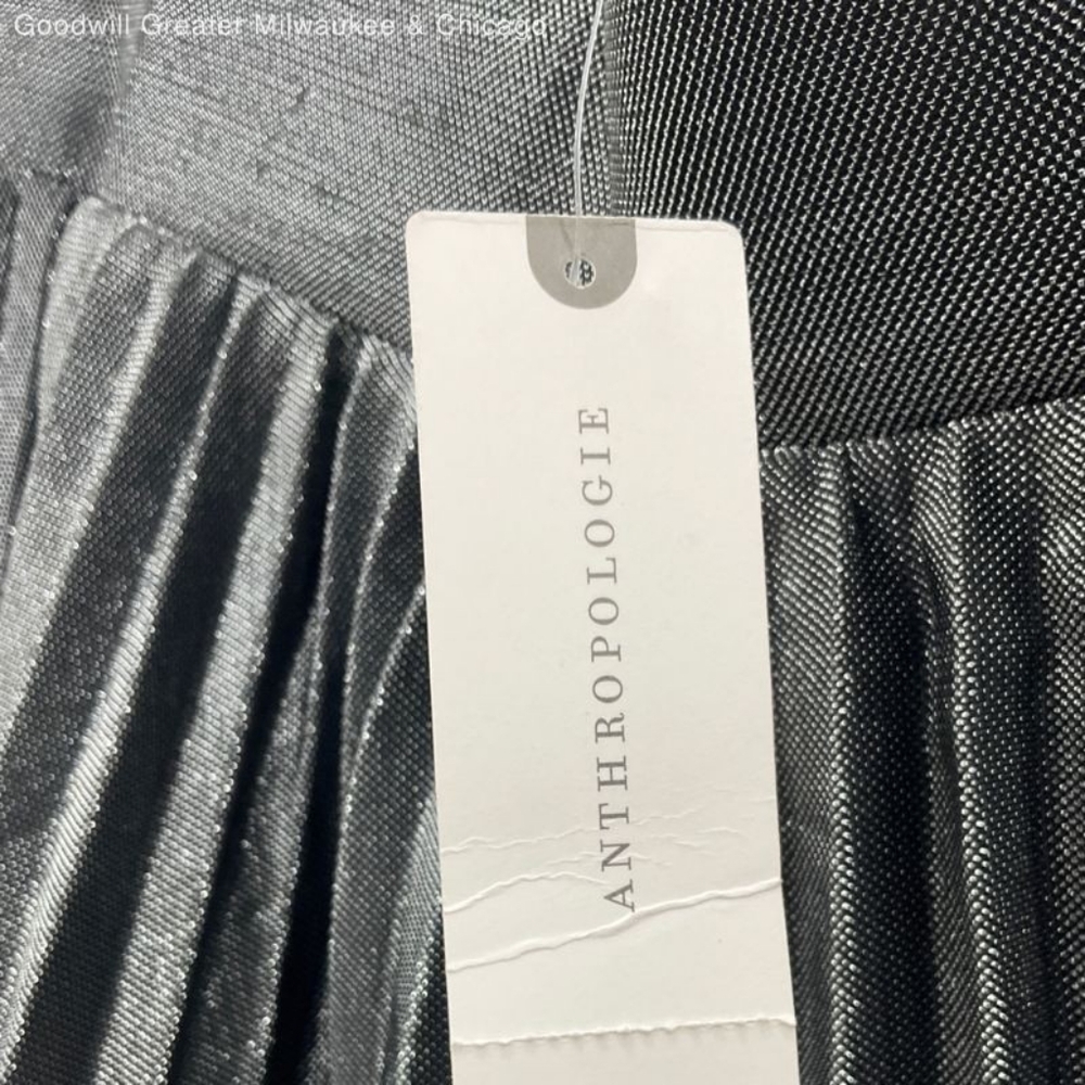 NEW ANTHROPOLOGIE HD Paris Magdalena Pleated Metallic Midi Skirt Silver & Gold L - Picture 6 of 9